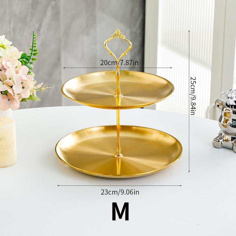 2 3 Layer Cake Stand, Stainless Steel Detachable Cake Display Tray, Fruit Snack Candy Tray, Kitchen Storage Organizer for Home Restaurant Buffet Wedding Party