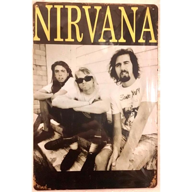 TIN SIGN new 8x12 Grunge band Nirvana Kurt Cobain Dave Grohl music group (B33)