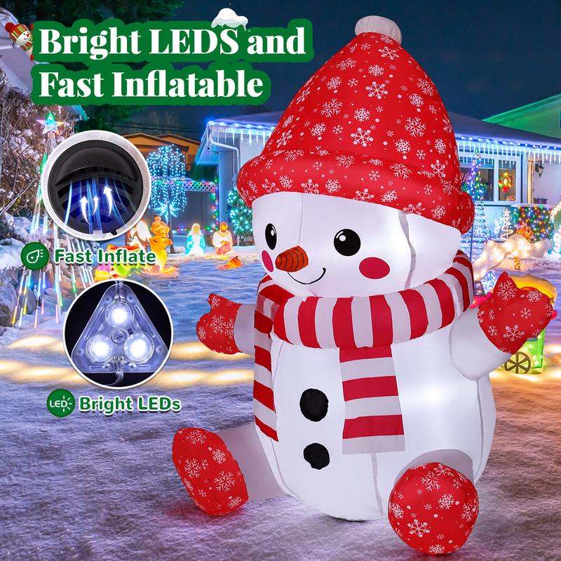 GOOSH 4.4 FT Christmas Inflatables Outdoor Decorations - Inflatable Baby Snowman with Red Hat and Gloves