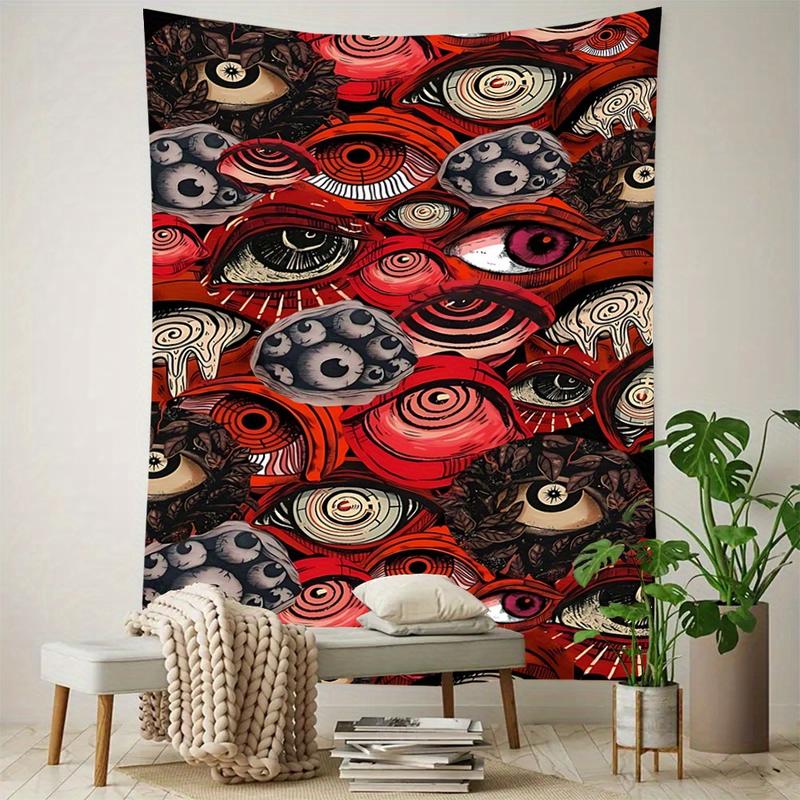 Halloween Decor - Spooky Eyes Tapestry Wall Art - 78x59