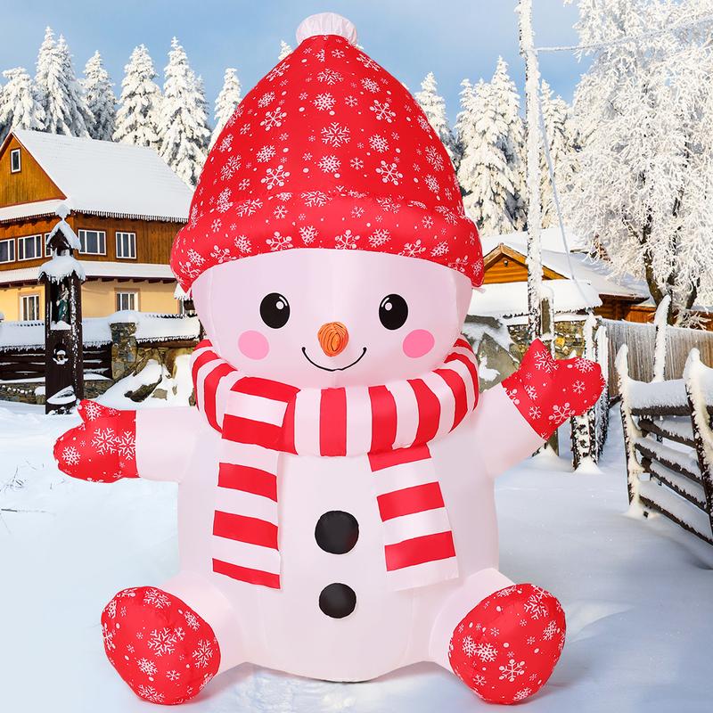 GOOSH 4.4 FT Christmas Inflatables Outdoor Decorations - Inflatable Baby Snowman with Red Hat and Gloves