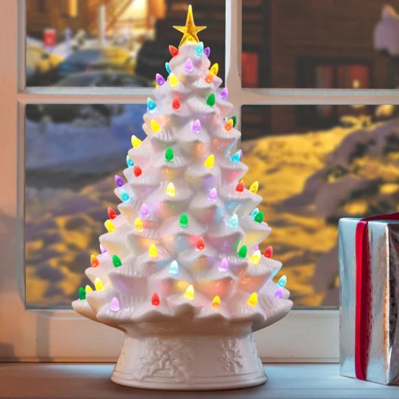 Mr. Christmas. 18 Inch Nostalgic Ceramic Tree - Pink Green White