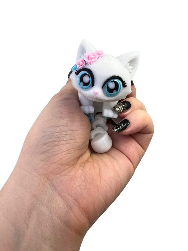 Devil and Angel Cats  - 3d printed - Fantasy Hybrid Angel Kitty and Devil Kitty Figurine