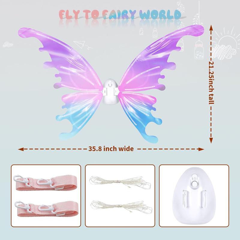 Electric Fairy Butterfly Wings with LED Lights -Perfect Party Accessory for Giris Women with Moving Butterfly Wings Halloween Butterfly