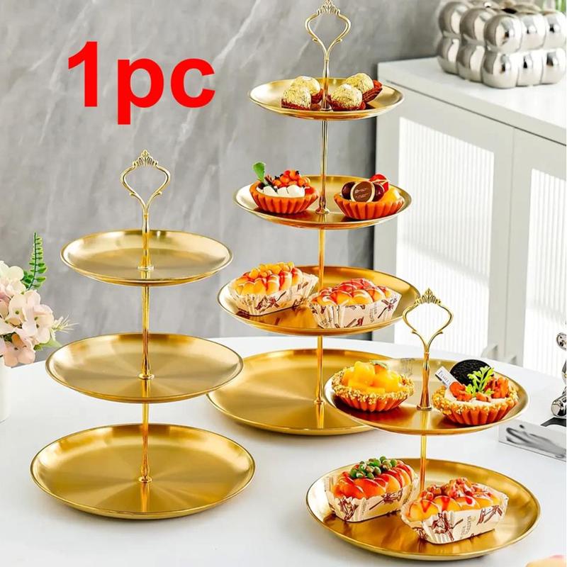 2 3 Layer Cake Stand, Stainless Steel Detachable Cake Display Tray, Fruit Snack Candy Tray, Kitchen Storage Organizer for Home Restaurant Buffet Wedding Party