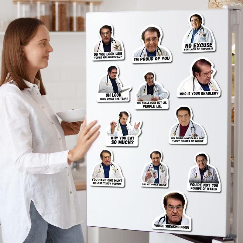 Doctor Themed Fridge Magnet, 12pcs set Creative Funny Doctor Pattern Magnetic Sticker, Decorative Sticker for Home Kitchen Office