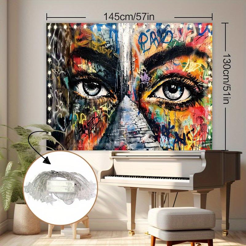 Black Friday Deals-1PC Graffiti Pattern Tapestries, Wall Tapestries, Room Decoration Background Background, Bedroom Aesthetics Wall Art, Home Decoration Decorative