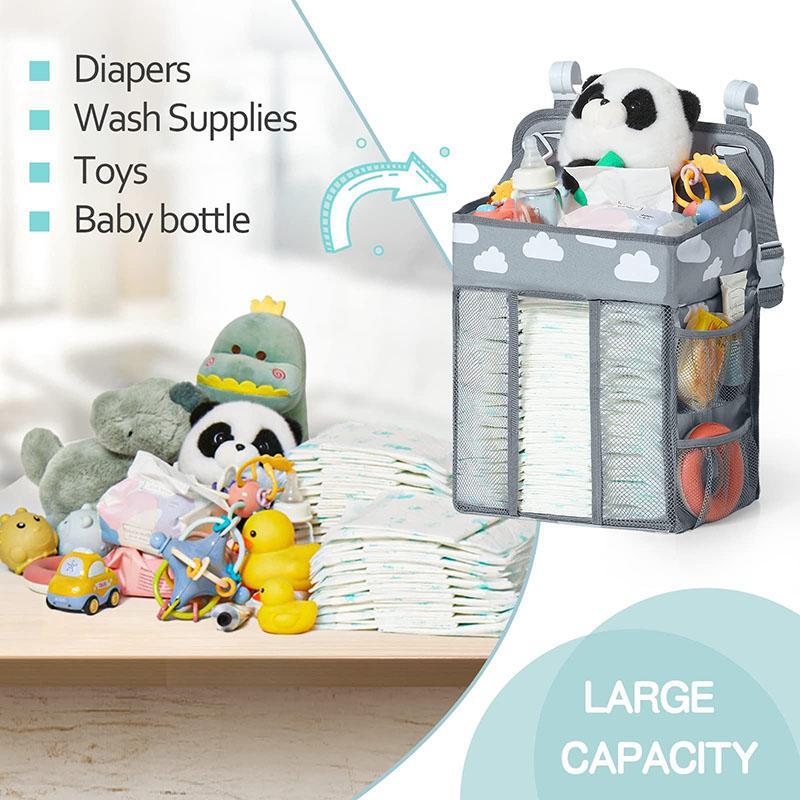 Large Capacity Diaper Storage Bag, 1 Count Cloud Pattern Hanging Diaper Organizer, Baby Bedside Hanging Storage Bag, Diaper Storage Organizer for Home