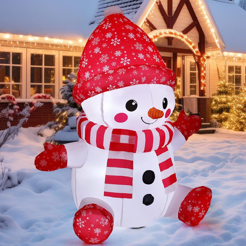 GOOSH 4.4 FT Christmas Inflatables Outdoor Decorations - Inflatable Baby Snowman with Red Hat and Gloves