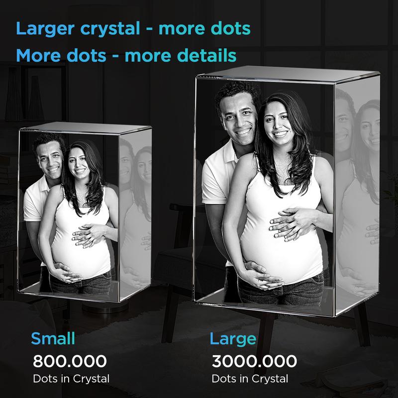 3D Crystal Photo, Personalized Gift with Your Own Photo, Unique Gift for Birthday, Wedding, Memorial, Valentine's, Christmas, with Gift Box