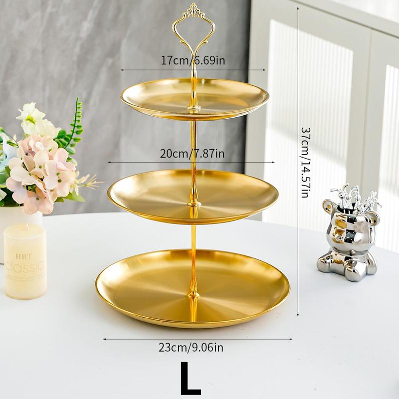 2 3 Layer Cake Stand, Stainless Steel Detachable Cake Display Tray, Fruit Snack Candy Tray, Kitchen Storage Organizer for Home Restaurant Buffet Wedding Party