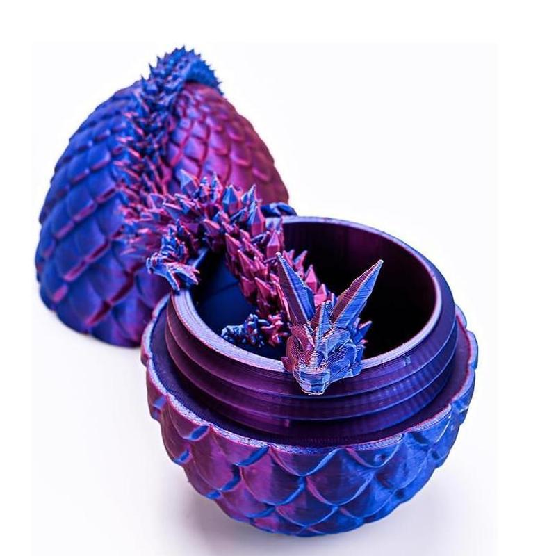 Creative 3D Printed Dragon & Egg Set, 2 Counts set Gradient Color Dragon Ornament, Desktop Decoration for Home Office, Gift for Friend & Boyfriend