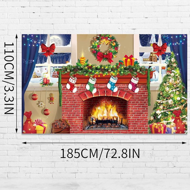 6x4 feet Christmas Fireplace Theme Backdrop Christmas Brick Wall Theme Decoration Extra Large Fabric Red Brick Wall Backdrop for Photo  Shower