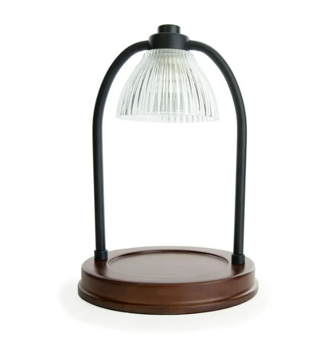 Black Ribbed Glass Candle Warmer Lamp for Home Decor