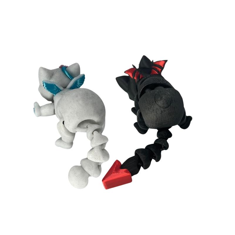 Devil and Angel Cats  - 3d printed - Fantasy Hybrid Angel Kitty and Devil Kitty Figurine