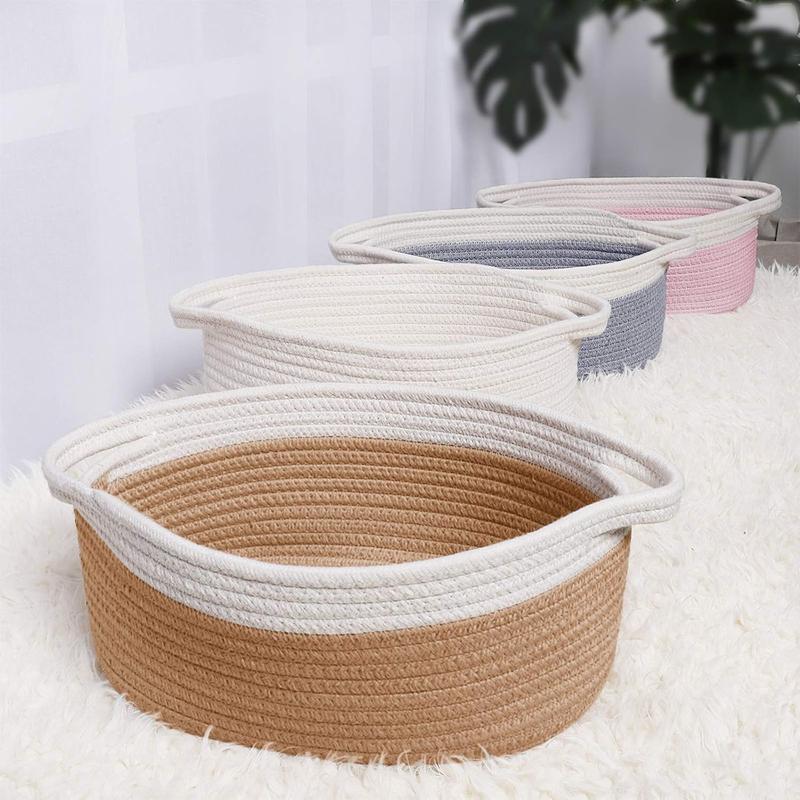 Cute Small Woven Basket with Handles, 12