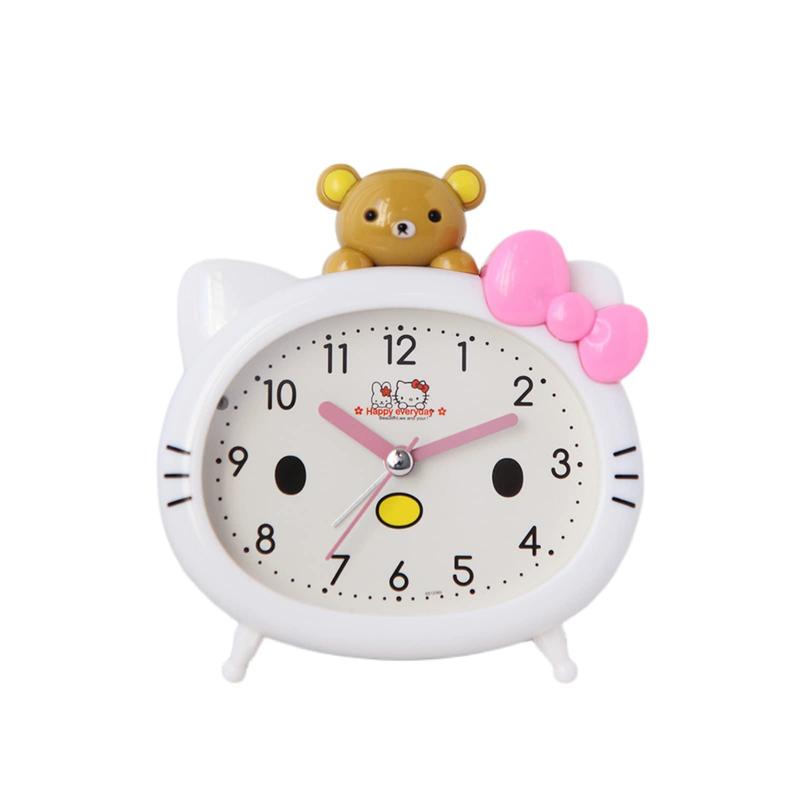 Cat Appearance Kawaii Alarm Clock，Cartoon Cat Clock, Bedside Sweeping, Silent, Student, Boy, Girl, Beep, Beep, Clocks for Kids (White)，hello kitty stuff vanity，decor、light、hand