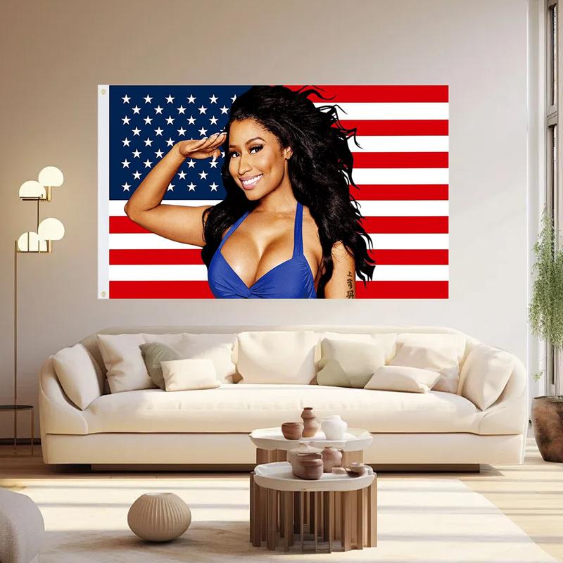 Minaj Flag 3*5FT Polyester Banner Fun Tapestry Suitable for College Dormitory Indoor Outdoor Party Decoration Hanging Flag with Brass Lock Ring