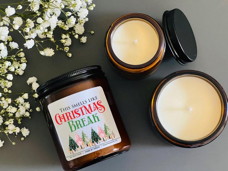 This Smells Like Christmas Break Candle, Christmas Gift For Teacher, Teacher Thank You Gift, Funny Teacher Appreciation, Para Gifts, Present