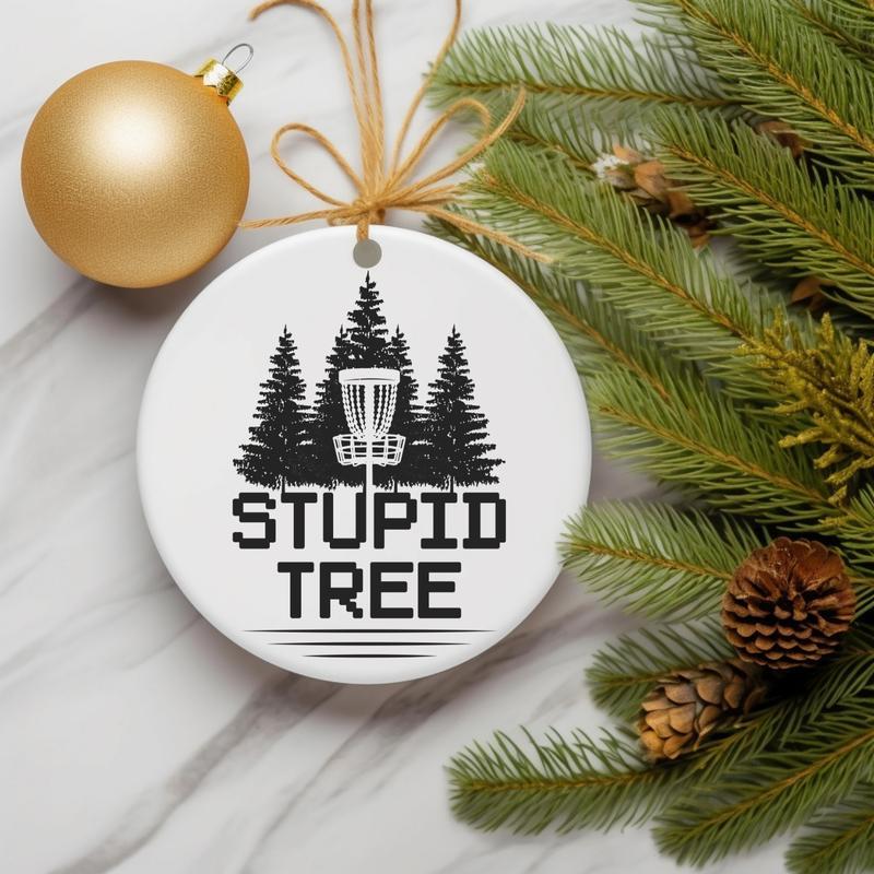 Funny Disc Golf Christmas Ornament, Round Ceramic Ornament For Disc Golfer, Disc Golf Christmas Gift, Frisbee Golf Christmas Gift, Christmas Ornament