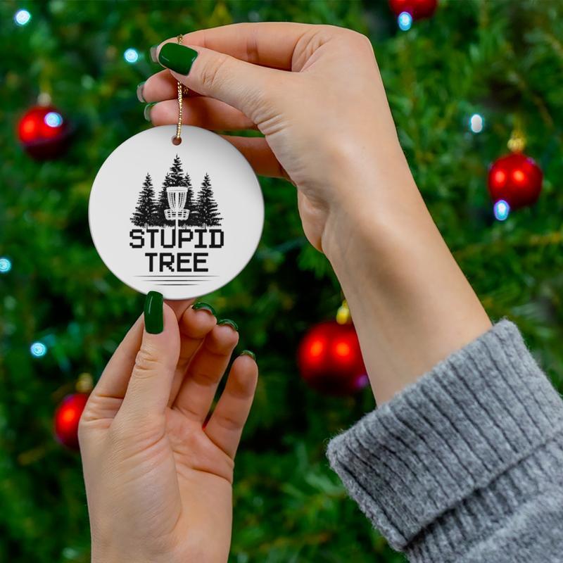 Funny Disc Golf Christmas Ornament, Round Ceramic Ornament For Disc Golfer, Disc Golf Christmas Gift, Frisbee Golf Christmas Gift, Christmas Ornament