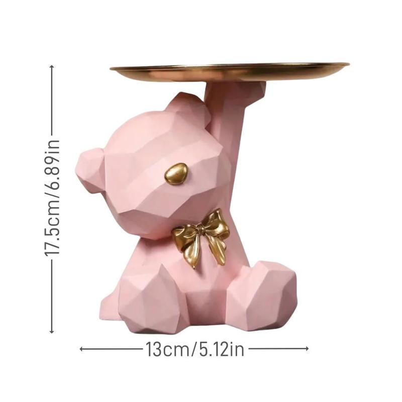 Cute Bear Design Storage Tray, 1 Count Resin Desktop Key Sundries Storage Standing Holder, Home Organizer  Racks for Living Room Bedroom Office Decor