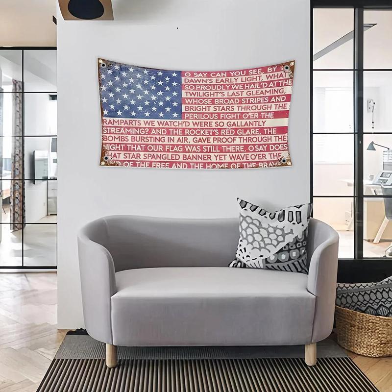 American Flag Pattern Hanging Banner, Letter Pattern Hanging Banner, Patriotic Hanging Banner for Home & Office Decor