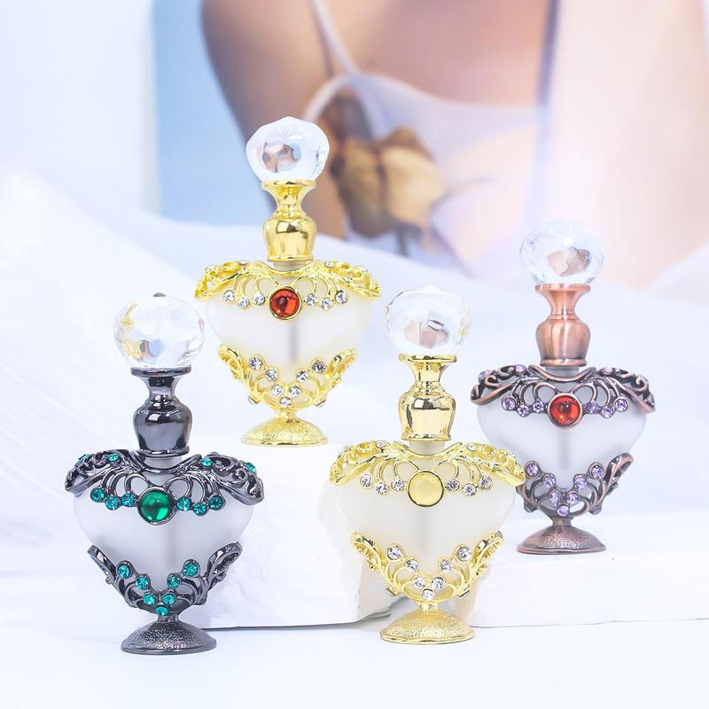 Vintage Jewelled Rhinestone Decorated Perfume Bottle, 1 Count Refillable Portable Reusable Decorative Perfume Bottle, Travel Fragrance Dispenser Bottle