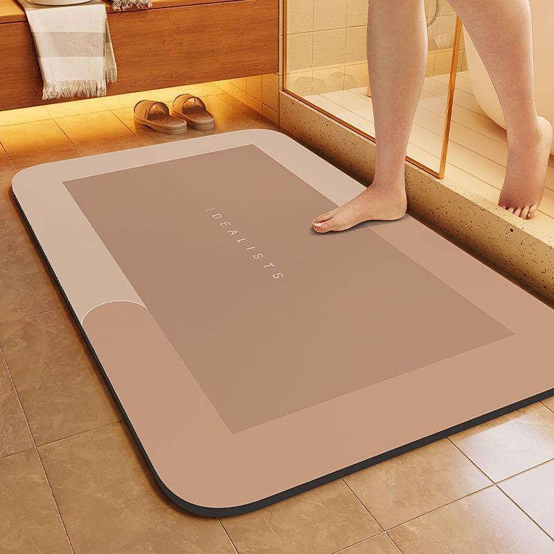 Non-slip bath mat, 1 count soft diatomite absorbent bathroom mat, quick drying bathroom rug for home dorm Hotel