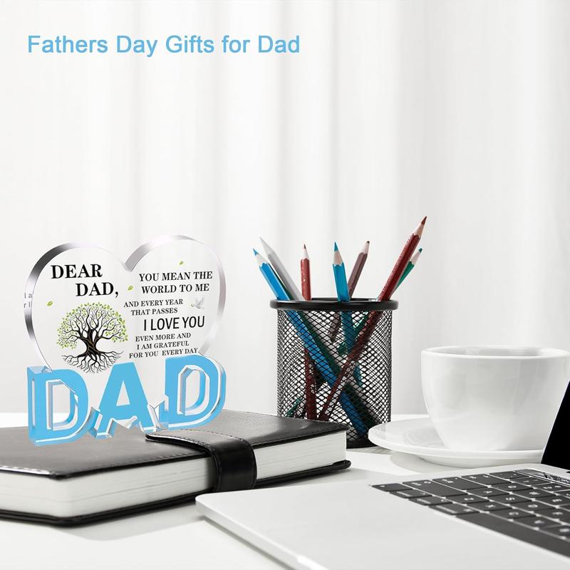 Fathers Day Dad Gifts, Gifts for Dad - Acrylic Heart Plaque Dad Gifts 3.9 × 3.7 × 0.4inch, Dad Birthday Gift, Christmas Gifts for Dad, Gifts for Dads Birthday, Dad Gifts from Daughter