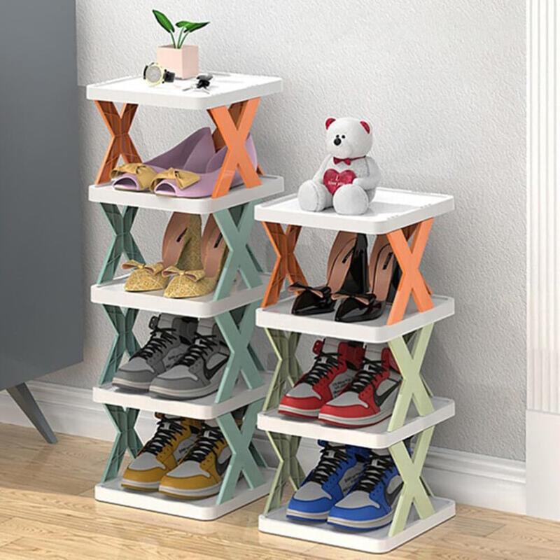 9-Tier Stackable Shoe Rack Organizer, Plastic Shoe Shelf for Closet & Entryway, Space-Saving Home Storage，Blue and Green，Christmas Gift