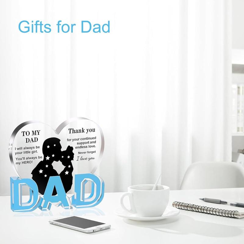 Fathers Day Dad Gifts, Gifts for Dad - Acrylic Heart Plaque Dad Gifts 3.9 × 3.7 × 0.4inch, Dad Birthday Gift, Christmas Gifts for Dad, Gifts for Dads Birthday, Dad Gifts from Daughter