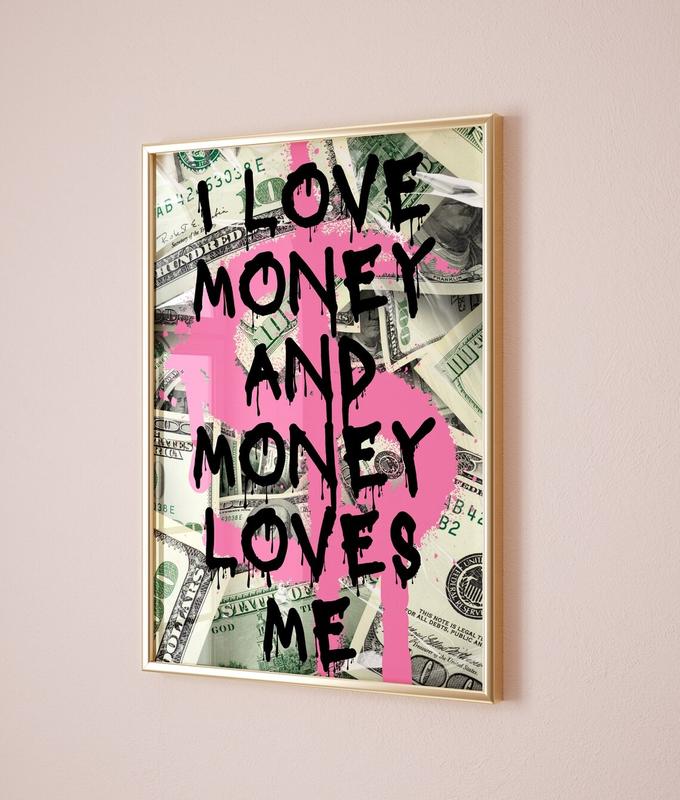 Money Poster Sugar Daddy Print Luxury Apartment Decor Preppy Money Quote Pink Fashion Wall Art I Love Money Graffiti Poster