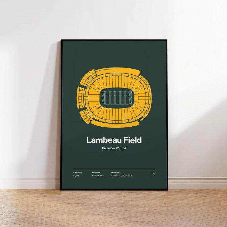 Green Bay Packers Poster, Lambeau Field Stadium Print, Minimalist Football Wall Art, Sports Fan Print Gift for Him