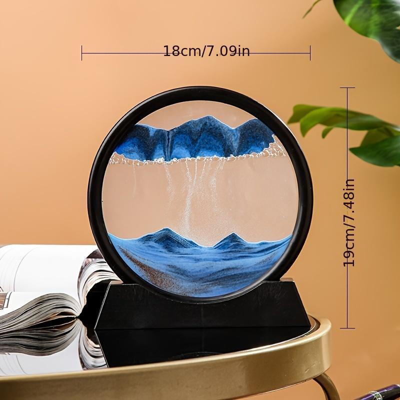 Dynamic Sand Carving Art Decoration, 1 Count Unique Circular Glass Flowing Sand Painting, Perfect Home and Office Decoration, Ideal Gift