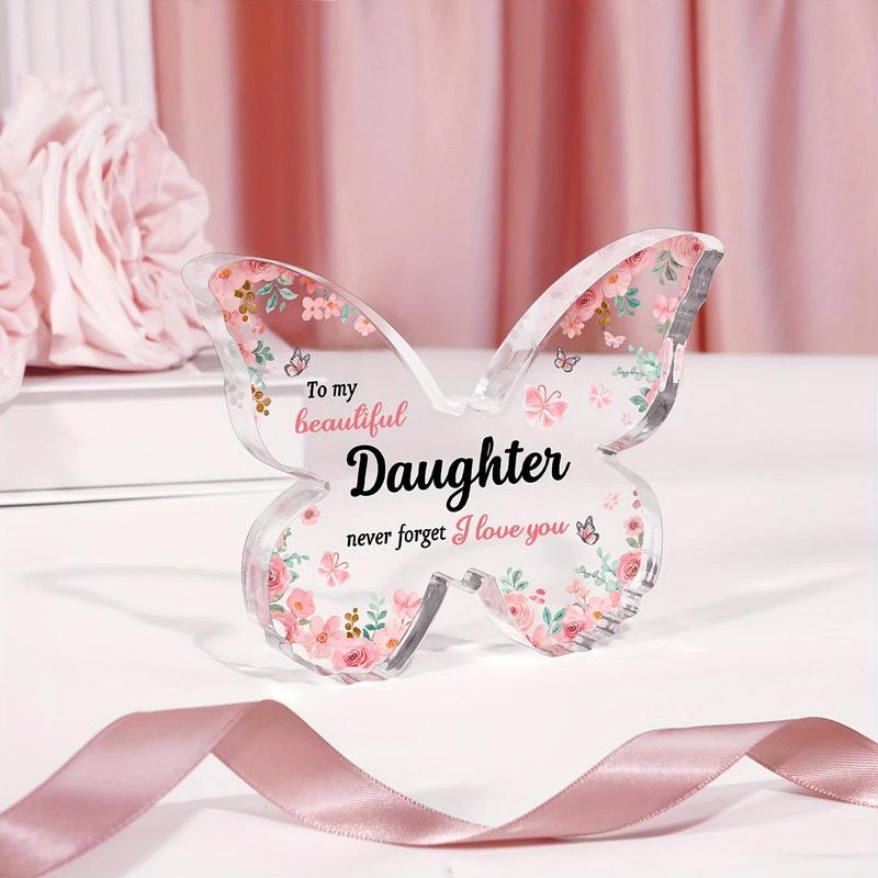 Butterfly Shaped Acrylic Ornament, Creative Decorative Acrylic Plaque, To My Daughter Letter Decorative Ornament, Home Decor Supplies