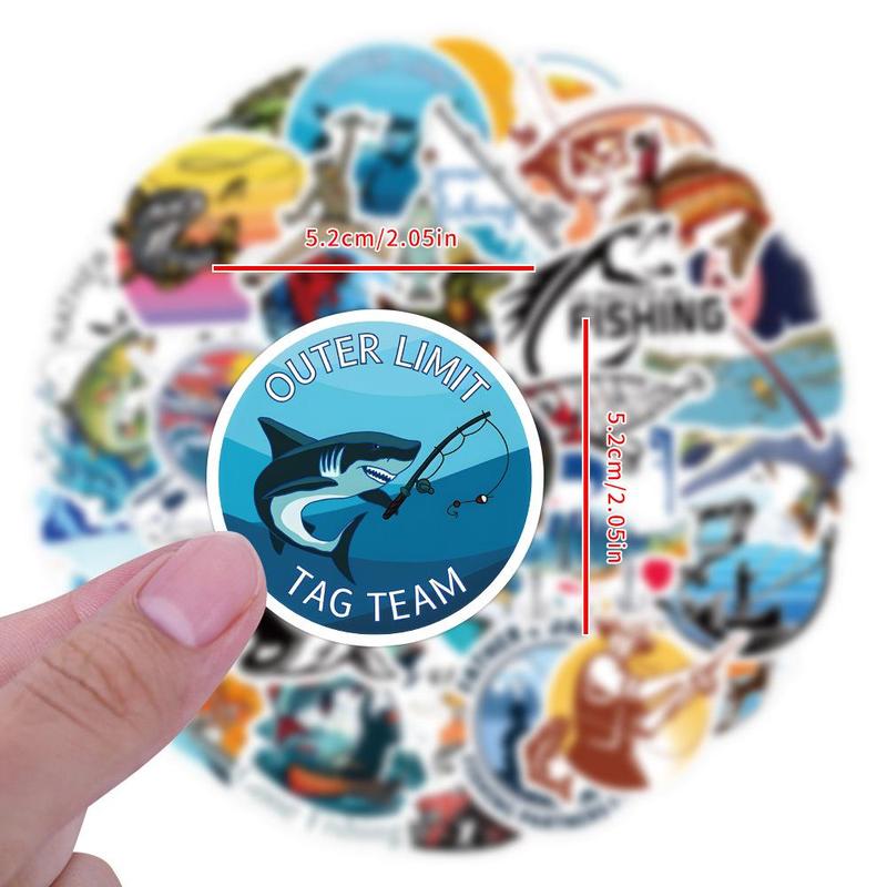 Fishing Themed Sticker, 60pcs set Creative Decoration DIY Sticker, Waterproof Sticker for Skateboard, Luggage, Bicycle, Water Bottle