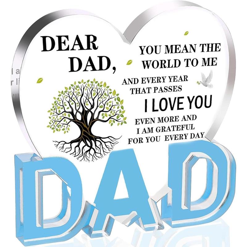 Fathers Day Dad Gifts, Gifts for Dad - Acrylic Heart Plaque Dad Gifts 3.9 × 3.7 × 0.4inch, Dad Birthday Gift, Christmas Gifts for Dad, Gifts for Dads Birthday, Dad Gifts from Daughter