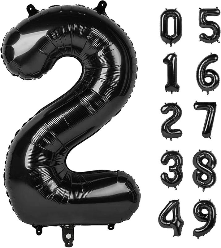 40 Inch Black Number Balloon 0-9(Zero-Nine), Big Size Happy Birthday Balloon, Foil Helium Big Number Balloon for Birthday Celebration Decorations Graduations Anniversary Photo Shoot