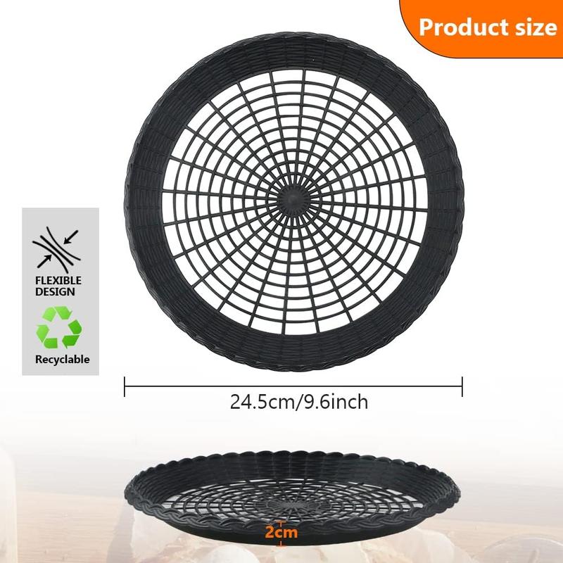 15 Pack 10'' Black Plastic Paper Plate Holder, Hollow Paper Plate Special Holder,Imitation Rattan Weaving Reusable Plate Holder