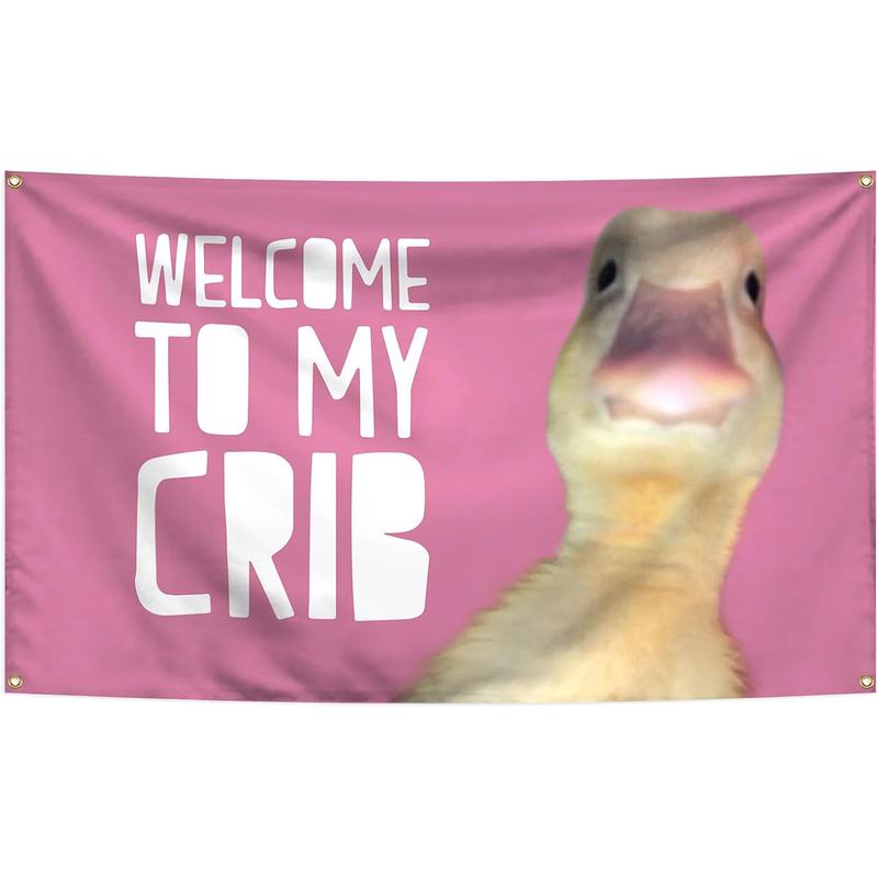 Welcome to My Crib Funny 3x5Ft Flag Tapestry with 4 Brass Grommets for Wall Hanging Bedrooms Living Rooms Bars College Dorms Decor Banner