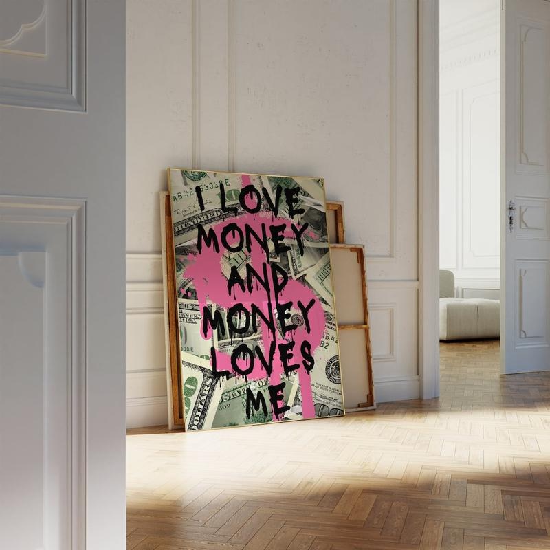 Money Poster Sugar Daddy Print Luxury Apartment Decor Preppy Money Quote Pink Fashion Wall Art I Love Money Graffiti Poster