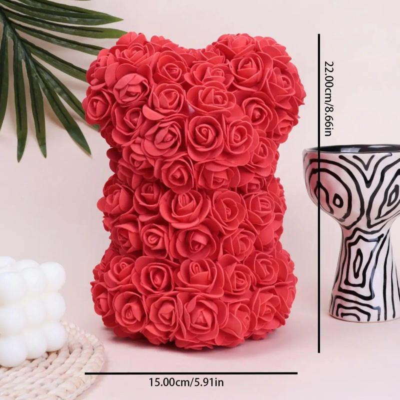 Artificial Rose Bear Design Bouquet, 1 Count Cute Bear Design Fake Flower Bouquet, Decoration Supplies for Home Party Wedding Anniversary Festival