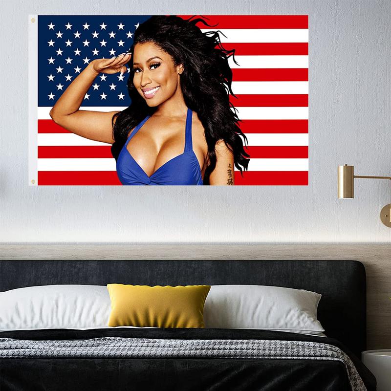 Minaj Flag 3*5FT Polyester Banner Fun Tapestry Suitable for College Dormitory Indoor Outdoor Party Decoration Hanging Flag with Brass Lock Ring