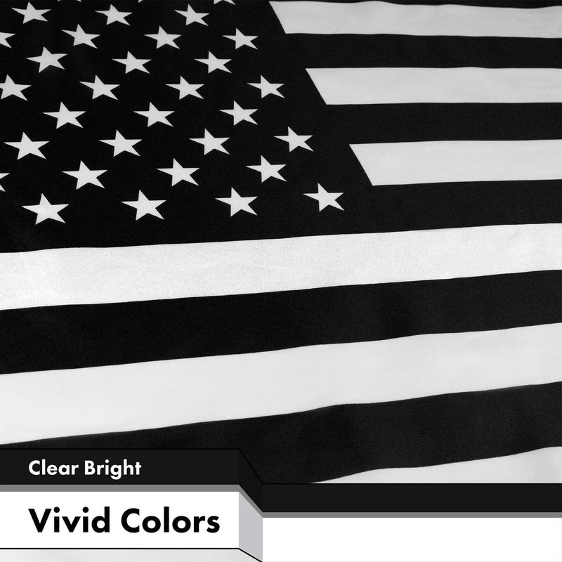 G128 - USA Black and White Flag 150D Polyester 3x5 FT Printed Flag - Protest Flag Brass Grommets Indoor Outdoor - Much Thicker More Durable Than 100D 75D Polyester