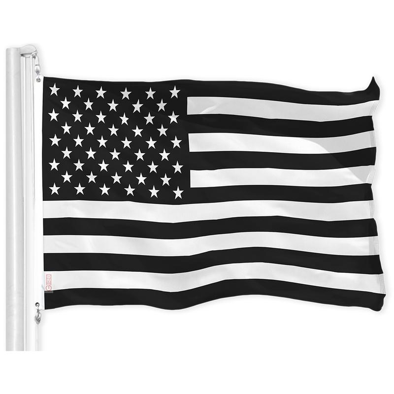 G128 - USA Black and White Flag 150D Polyester 3x5 FT Printed Flag - Protest Flag Brass Grommets Indoor Outdoor - Much Thicker More Durable Than 100D 75D Polyester