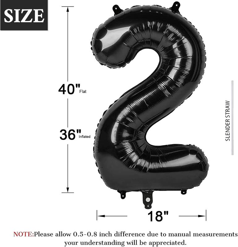 40 Inch Black Number Balloon 0-9(Zero-Nine), Big Size Happy Birthday Balloon, Foil Helium Big Number Balloon for Birthday Celebration Decorations Graduations Anniversary Photo Shoot