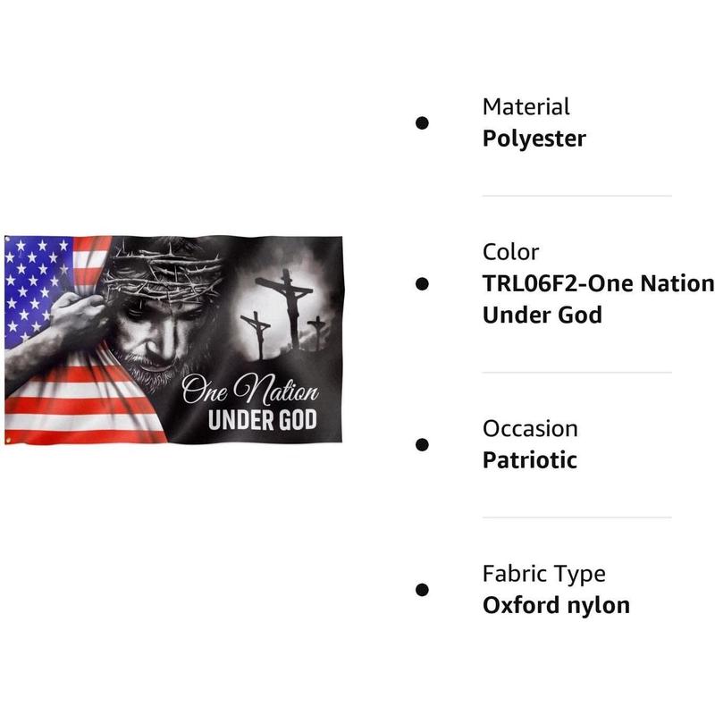 One Nation Under God Patriotic American Flag - Double Sided, Heavy Duty Canvas - Decoration for Home, Indoor, Outdoor with Grommet Banners Waterproof