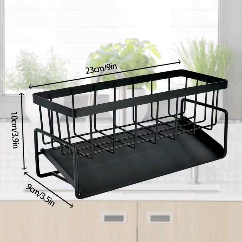 Kitchen Sink Drain Rack with Towel Pole, Carbon Steel Sponge Holder, Space Saver Durable Kitchen Organizer, Multifunctional Storage Rack, Summer for Gift, Kitchen Accessories, Kitchen Gadgets