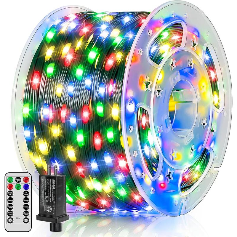 Christmas Lights 1200 LED 394 FT Waterproof Outdoor String Lights with Remote and Timer, 8 Modes Dimmable Decorative Fairy Lights for Holiday Decor (Multicolor)